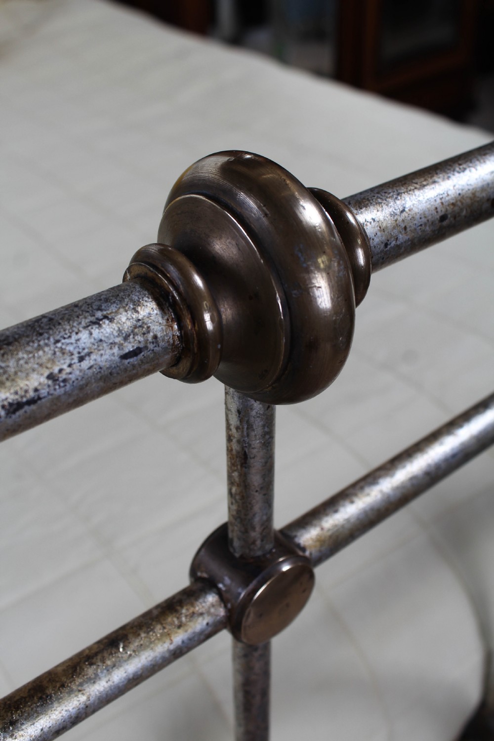 Fabulous Italian super king size silvered iron and brass bed  View VI