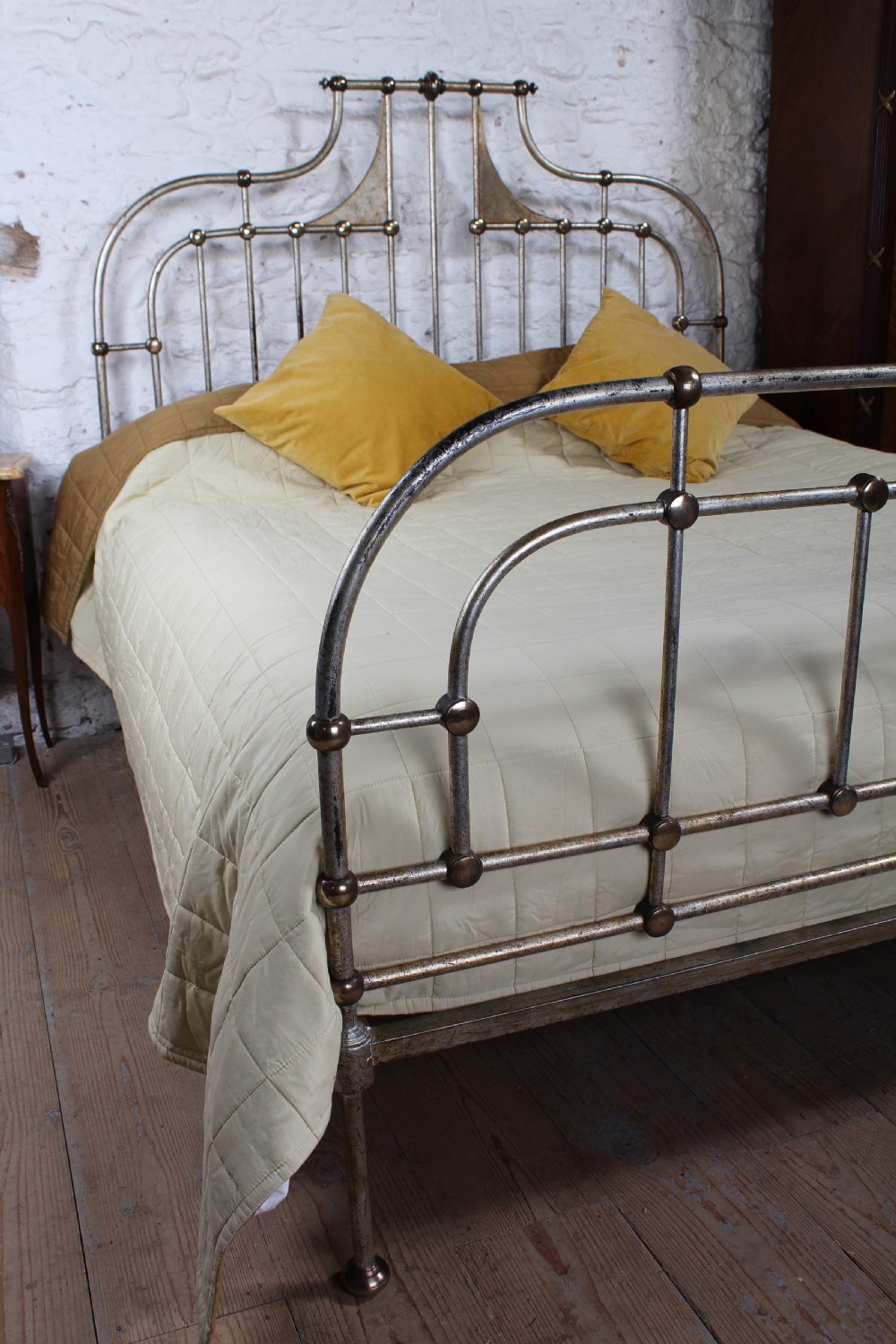 Fabulous Italian super king size silvered iron and brass bed  View X