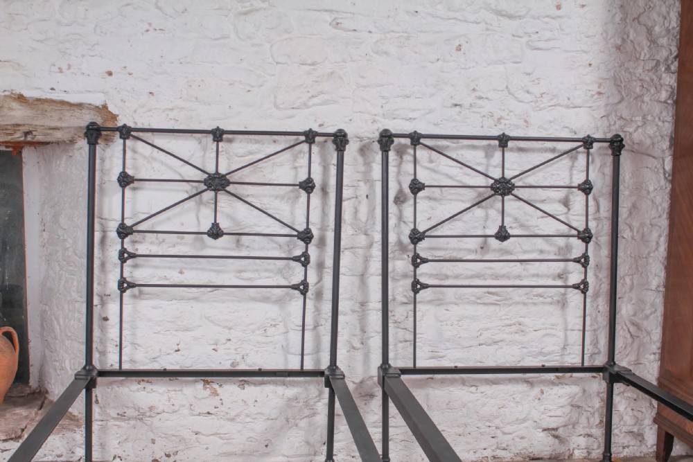 Lovely hand finished pair of iron single no end beds (can be joined)  View III