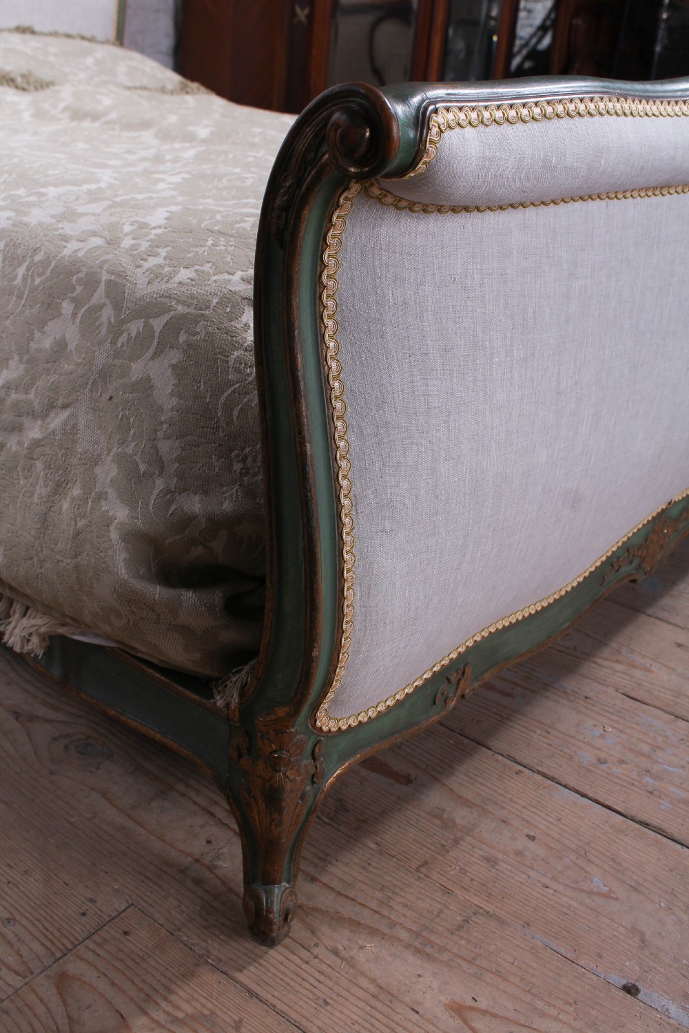 Newly upholstered French Lit Bateau  View II