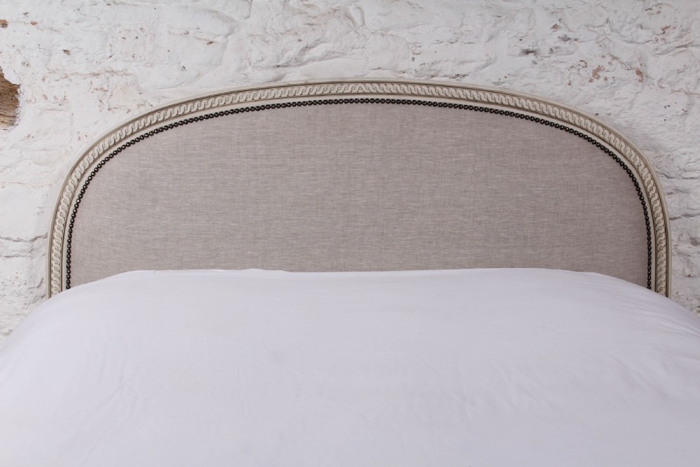 French newly upholstered low foot end king size bed  View II
