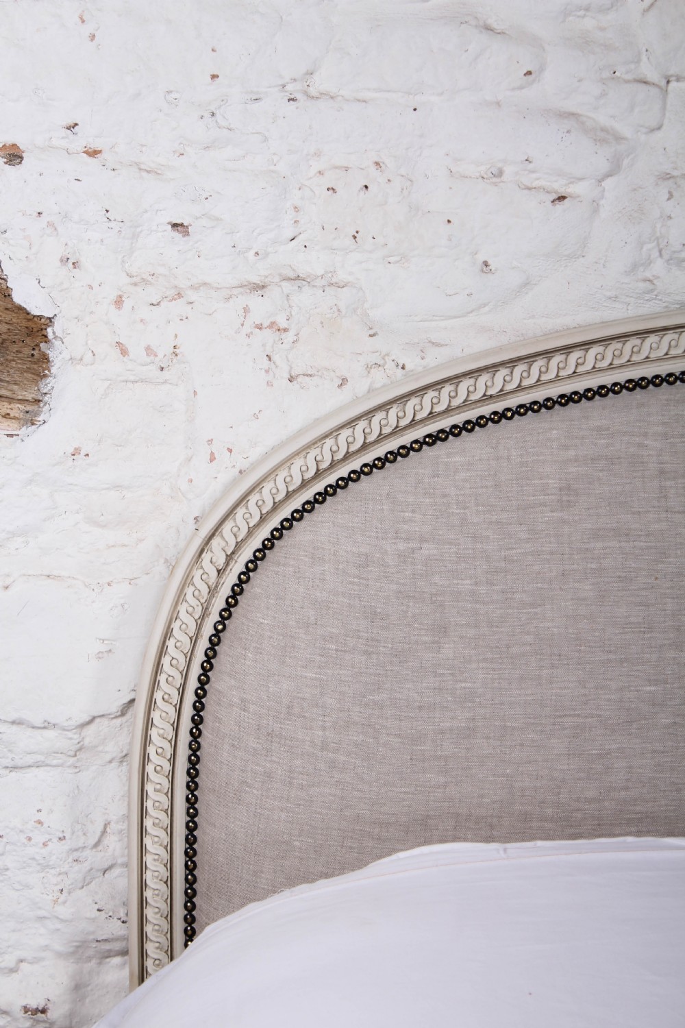 French newly upholstered low foot end king size bed  View III