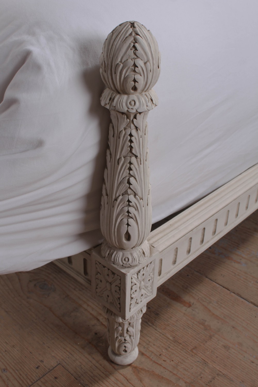 French newly upholstered low foot end king size bed  View V