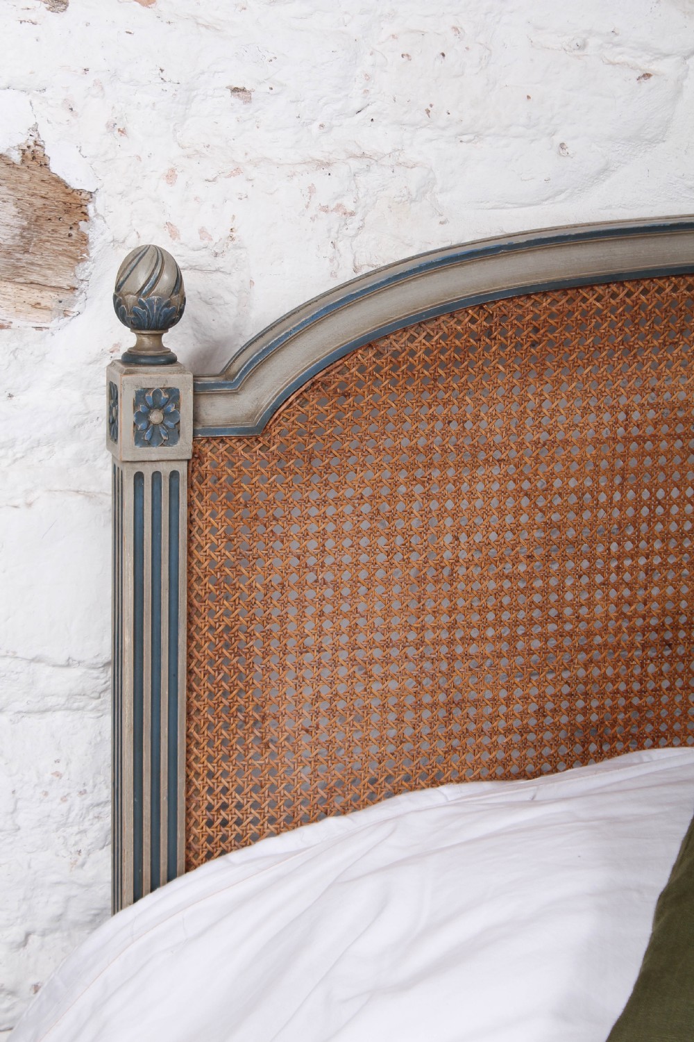 Attractive Caned king size bed with fluted posts  View II