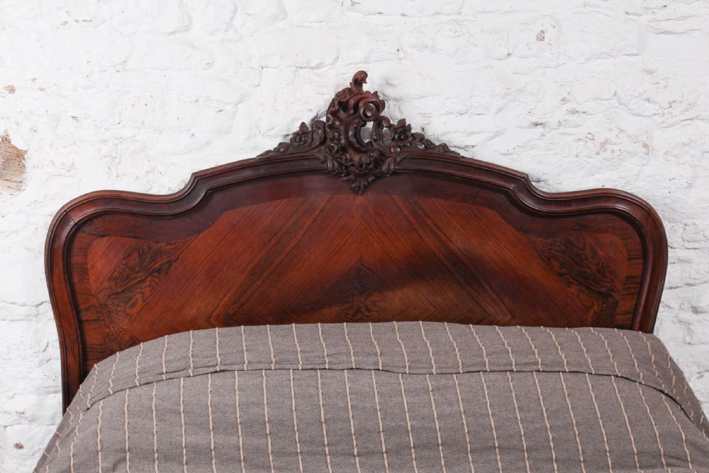 Lovely quality rosewood Louis XV style double bed View II