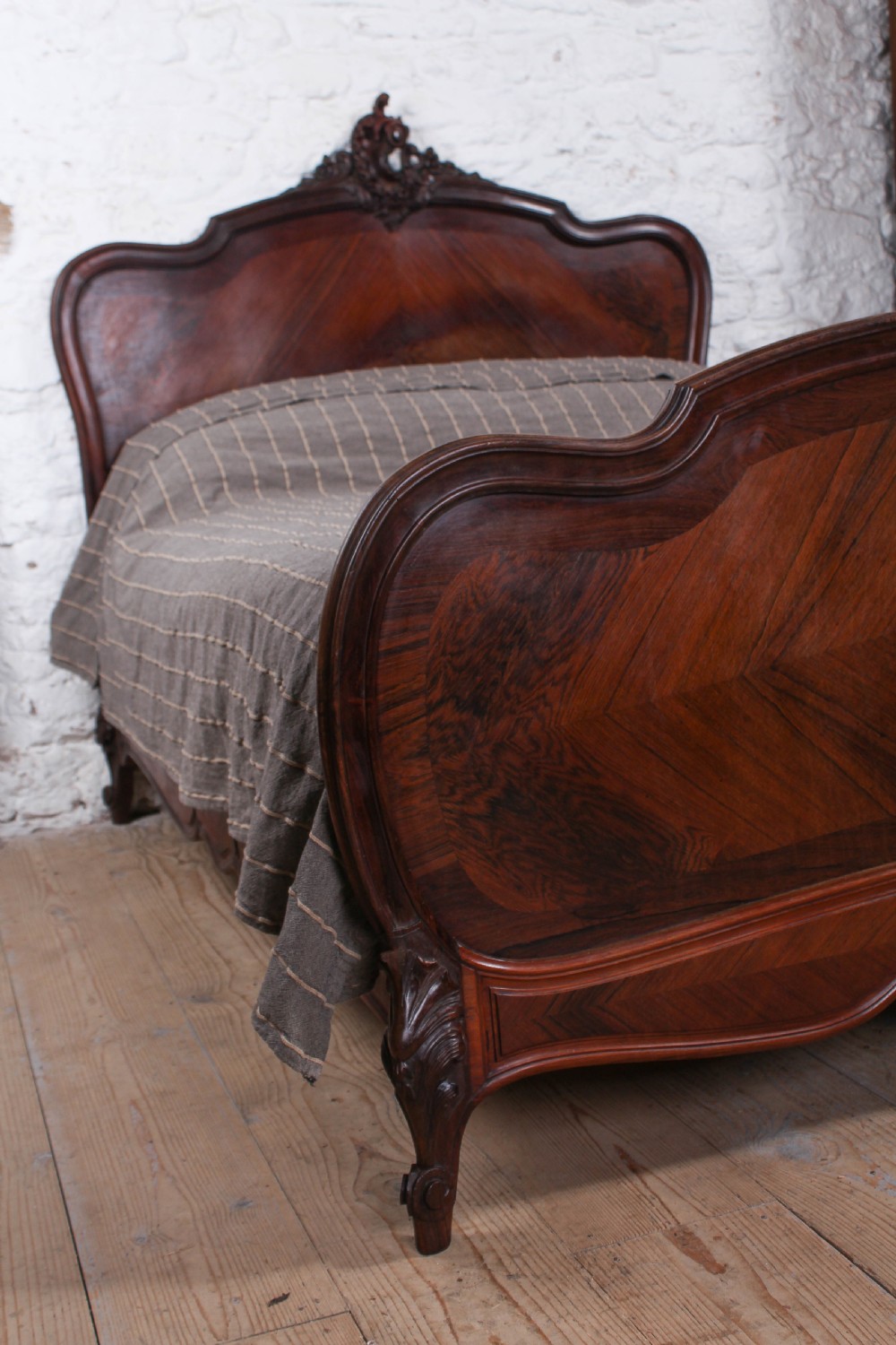 Lovely quality rosewood Louis XV style double bed View VII