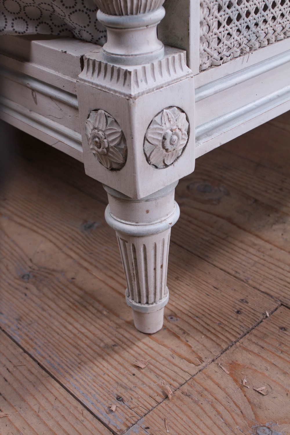 Pretty pair of French painted caned single beds View IV