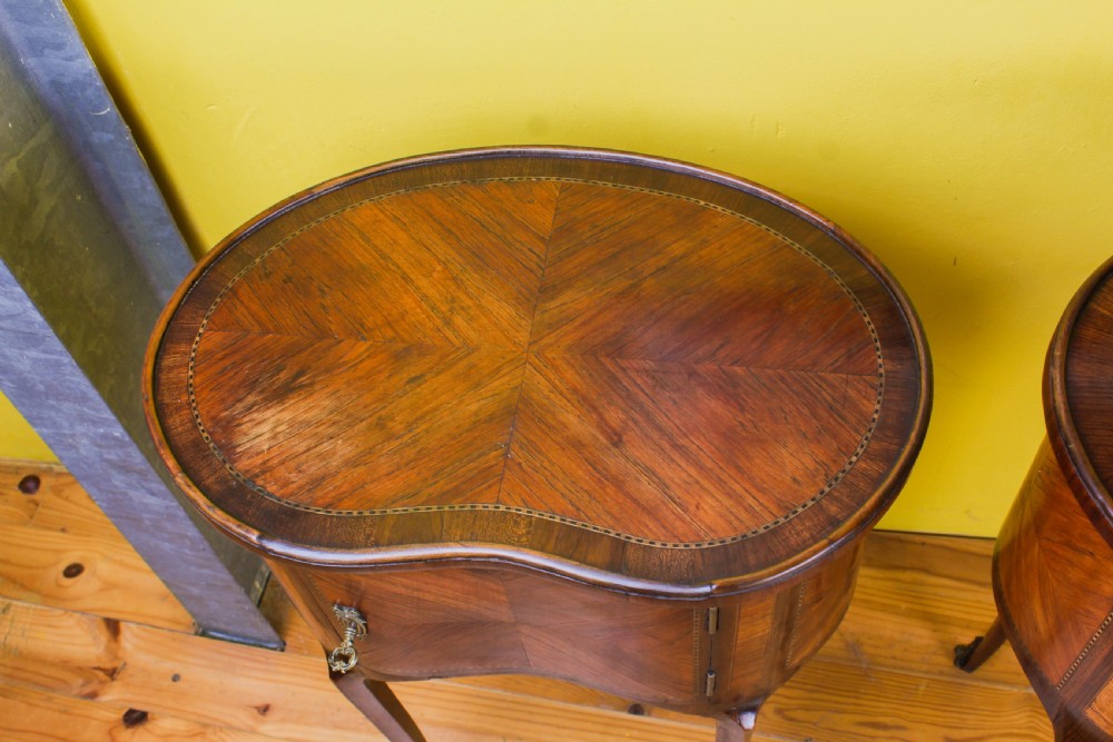 Very nice pair of walnut kidney shape bedsides with secret  View II