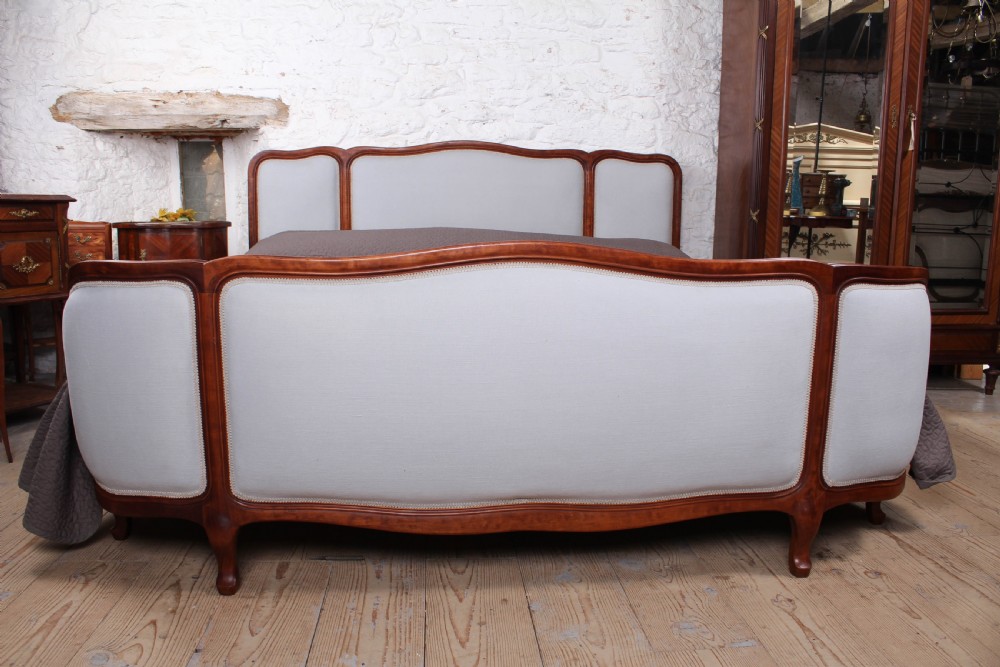 Sophisticated newly upholstered French corbeille style super kings size bed View II