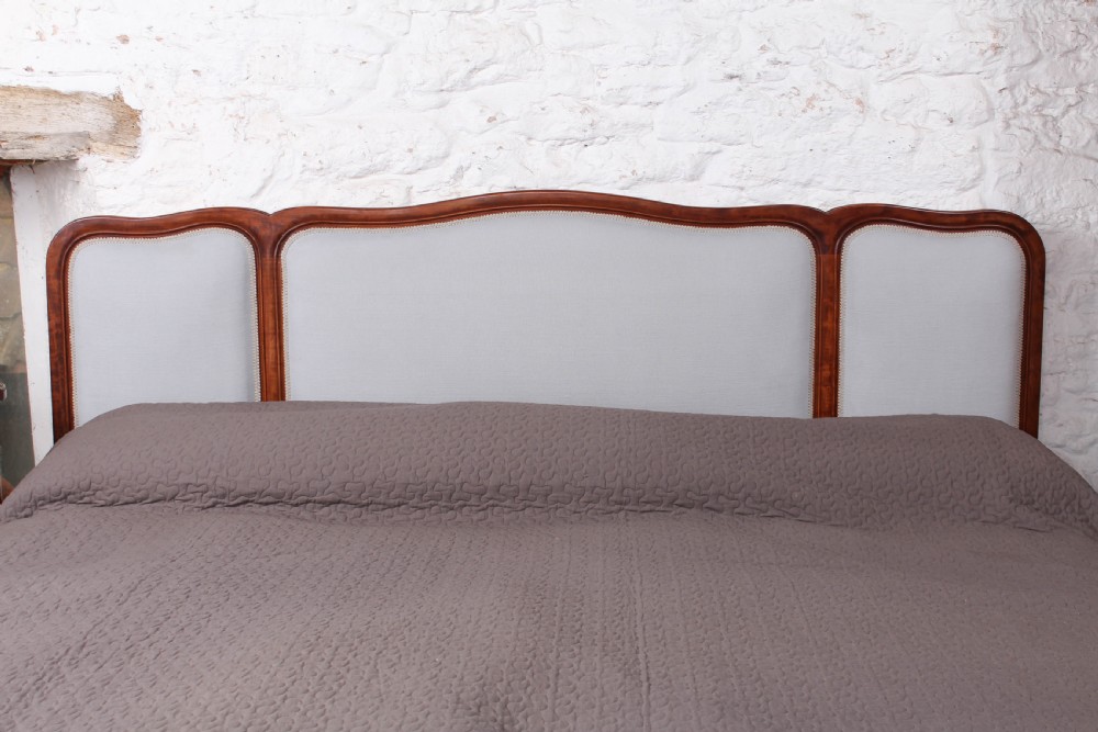 Sophisticated newly upholstered French corbeille style super kings size bed View III