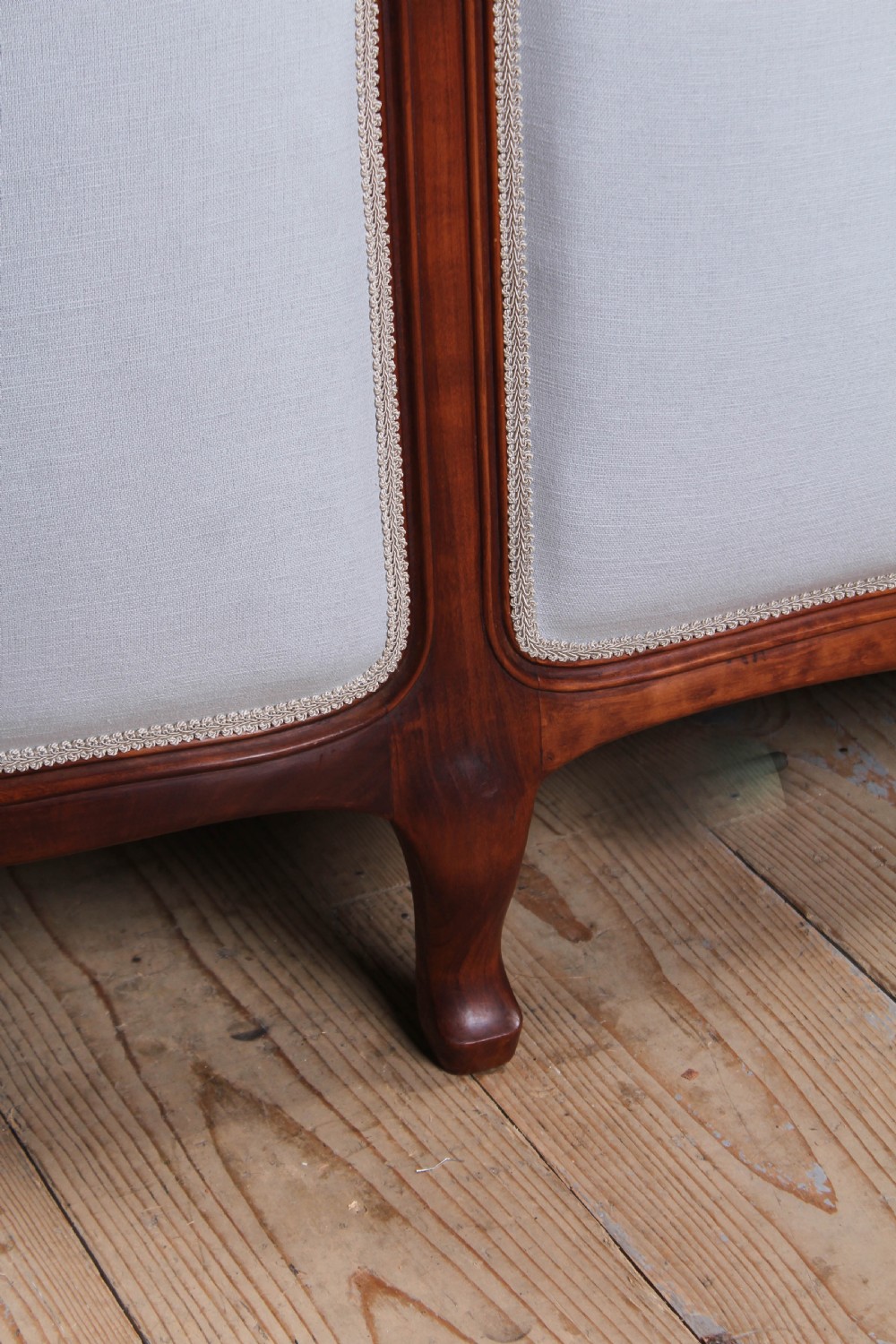 Sophisticated newly upholstered French corbeille style super kings size bed View IV