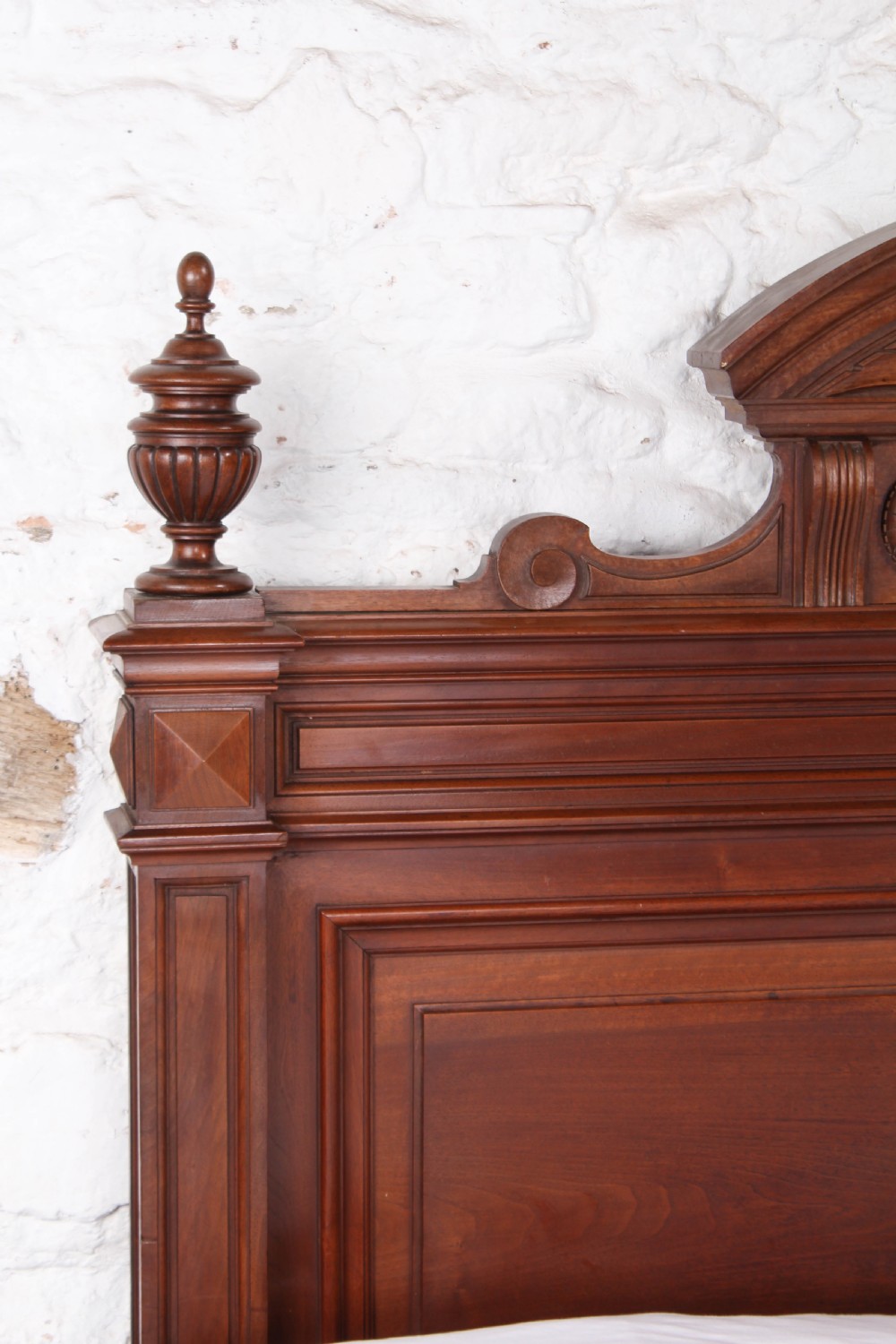 Very handsome French solid walnut king size bed View III
