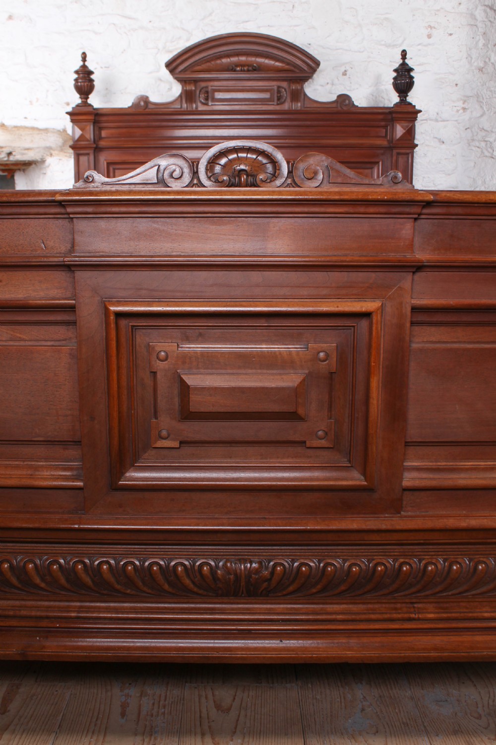 Very handsome French solid walnut king size bed View V