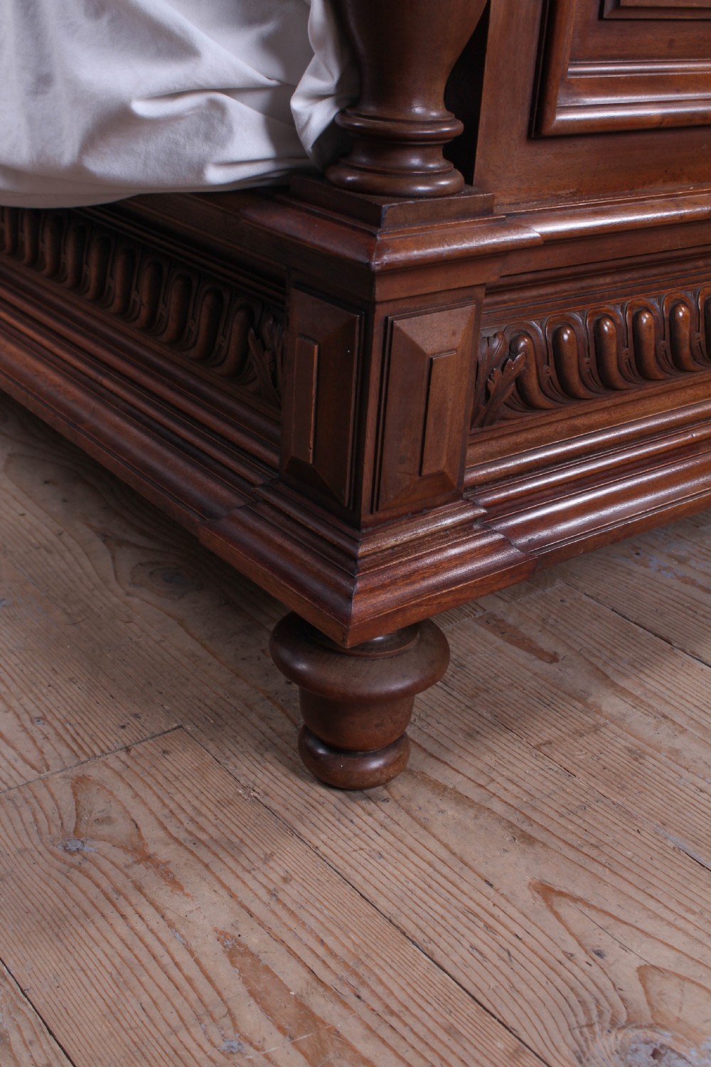 Very handsome French solid walnut king size bed View VII