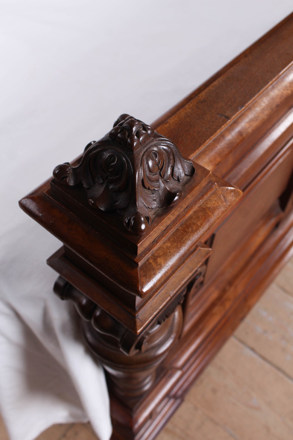 Very handsome French solid walnut king size bed View VIII