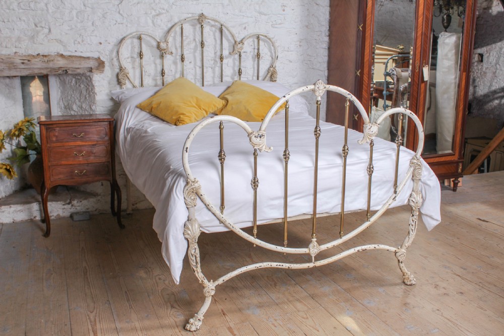 Rare and Unique Victorian American Brass and Iron Double Bed