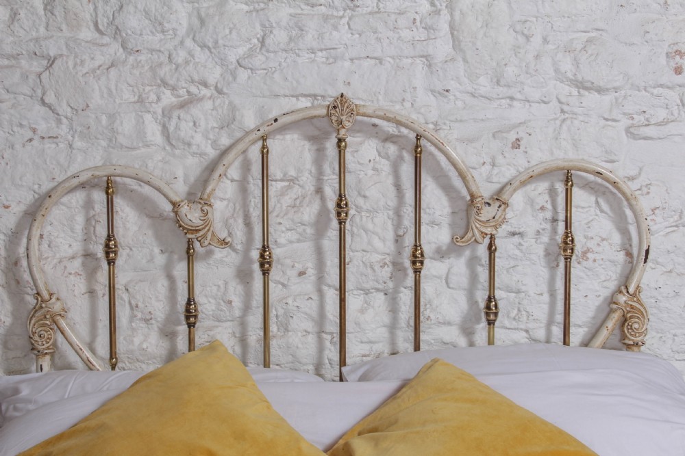 Rare and Unique Victorian American Brass and Iron Double Bed View VI