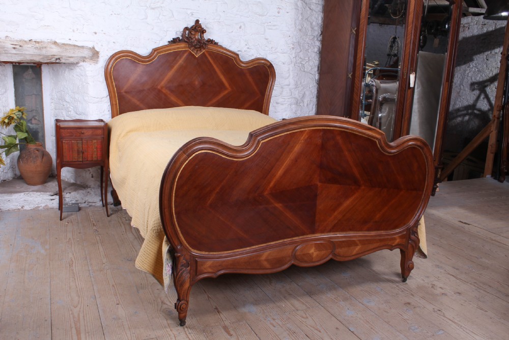 Louis XV Style Double Bed with Gilded Edge Detail.