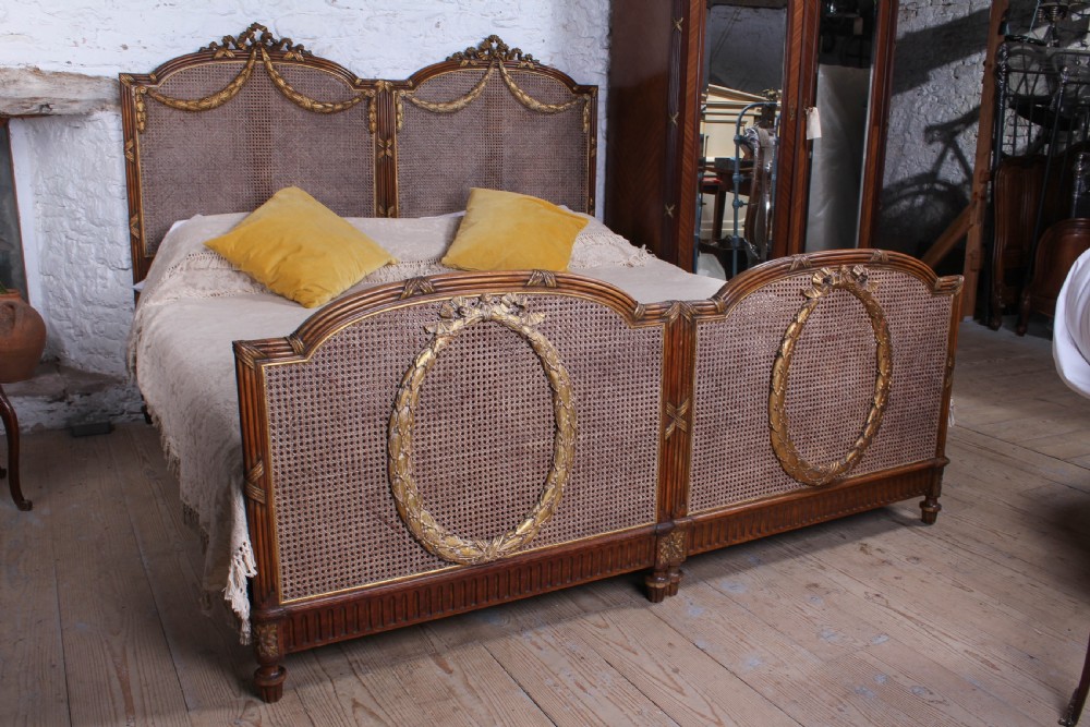 Spectacular pair of caned Empire style bergere meter wide beds (can be joined) View II