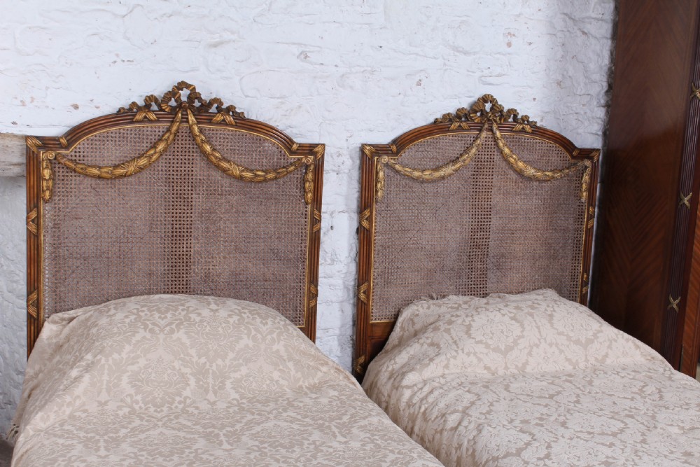 Spectacular pair of caned Empire style bergere meter wide beds (can be joined) View IV