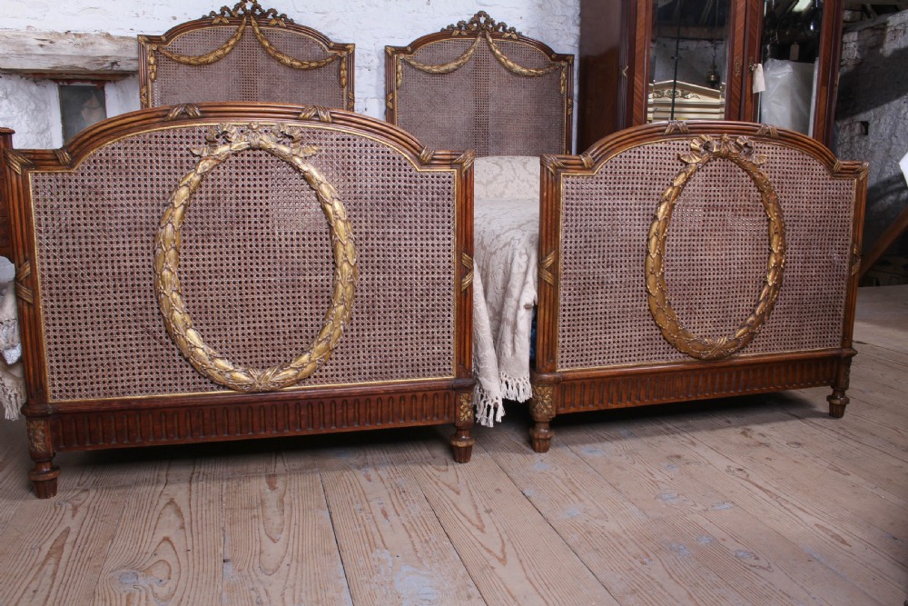 Spectacular pair of caned Empire style bergere meter wide beds (can be joined) View VI