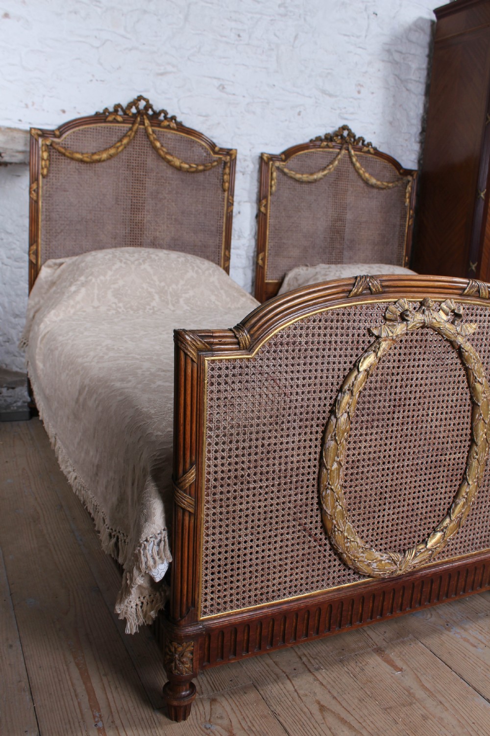 Spectacular pair of caned Empire style bergere meter wide beds (can be joined) View IX