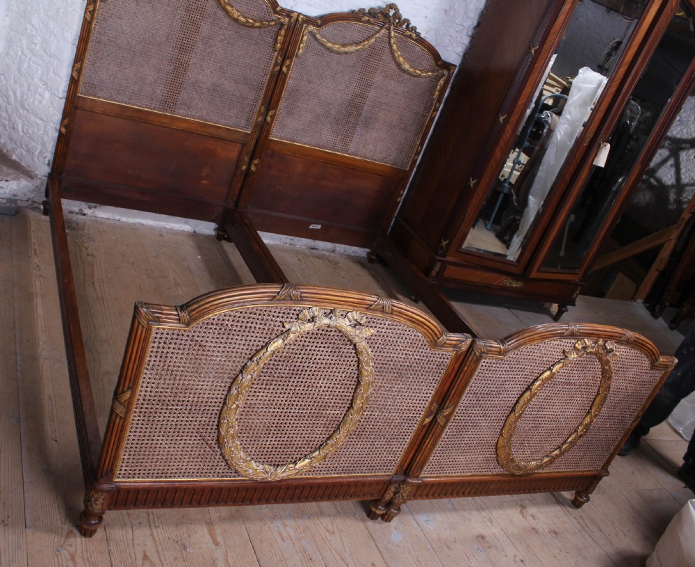 Spectacular pair of caned Empire style bergere meter wide beds (can be joined) View XI