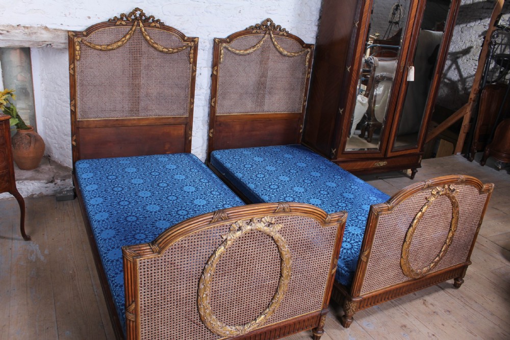 Spectacular pair of caned Empire style bergere meter wide beds (can be joined) View XII
