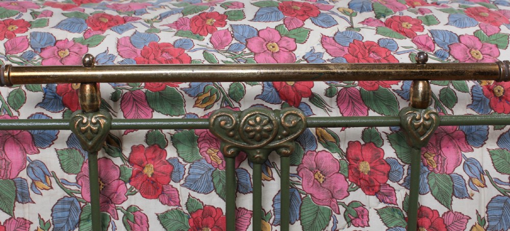 Pretty green iron and brass French king size bed View III