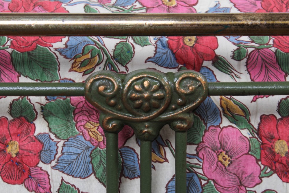Pretty green iron and brass French king size bed View VI