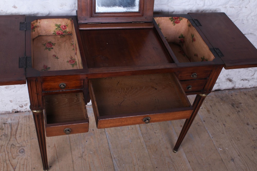 Spectacular French walnut fold out dressing table View III
