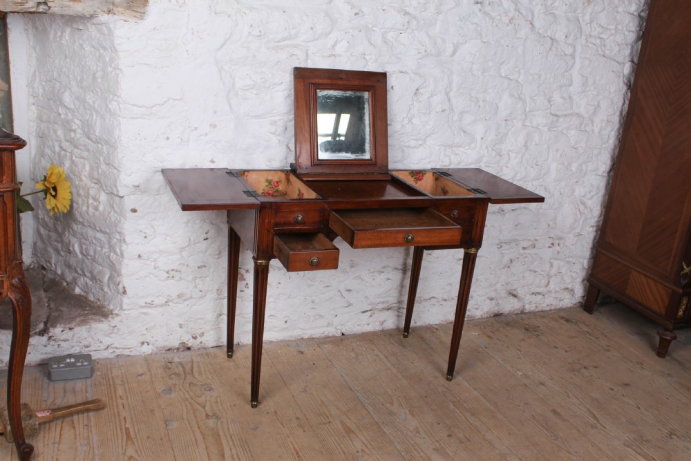 Spectacular French walnut fold out dressing table View IV
