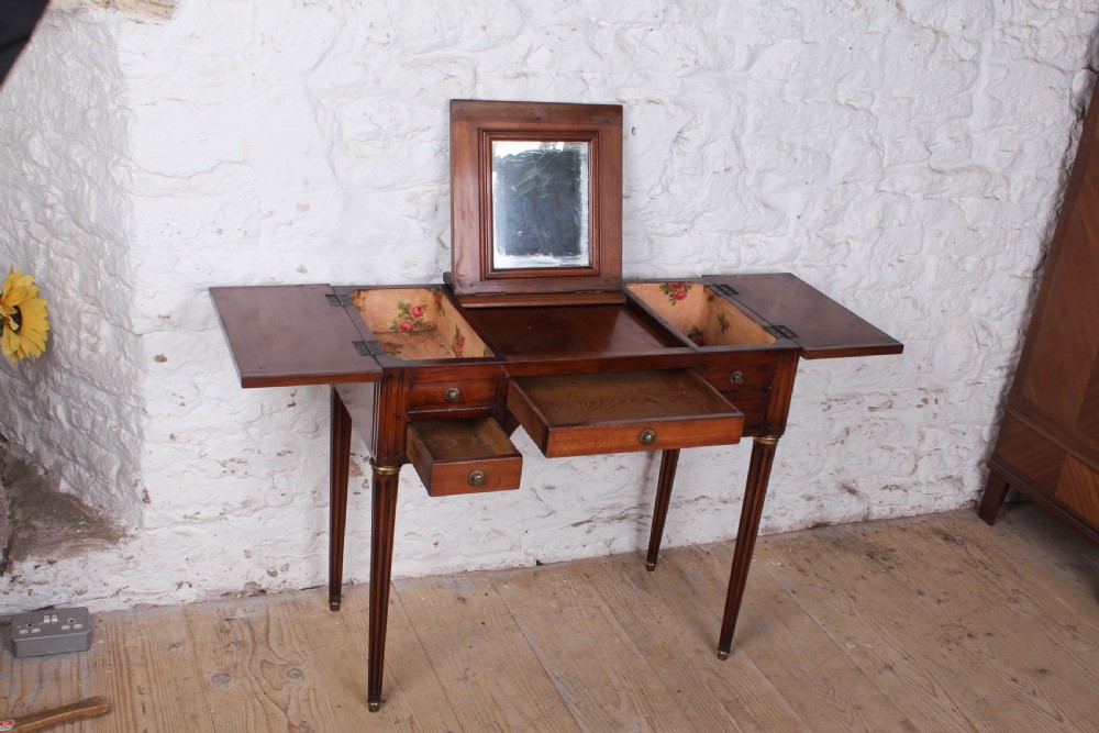 Spectacular French walnut fold out dressing table View V