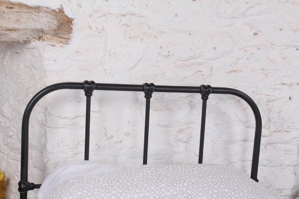 Lovely simple pair of Staples  utilitarian single iron beds (can be joined) View II
