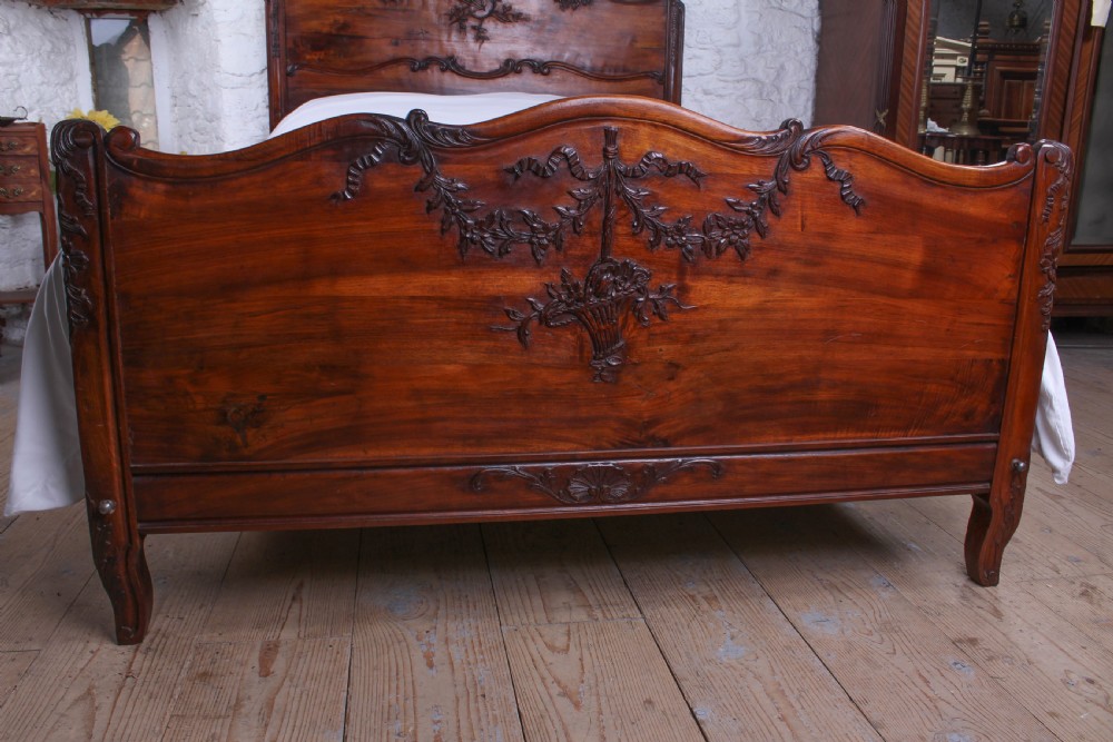 Early French Provencal mahogany double bed  View II