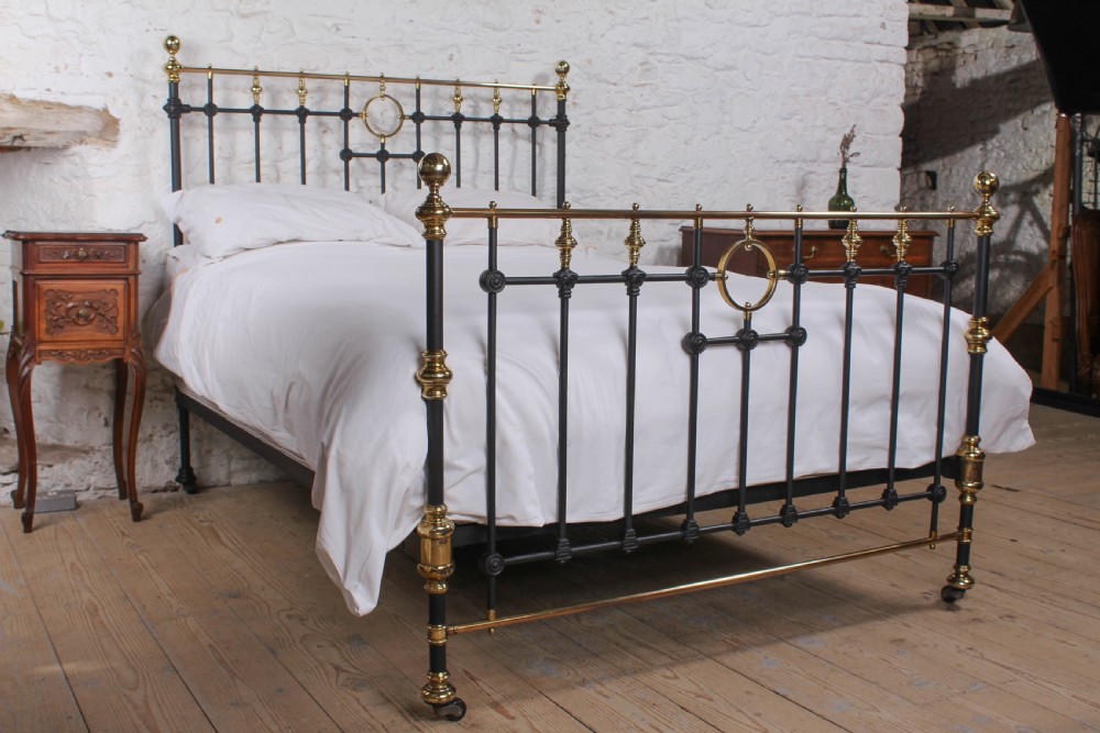 Fabulous classic Victorian black and brass king size bed View II