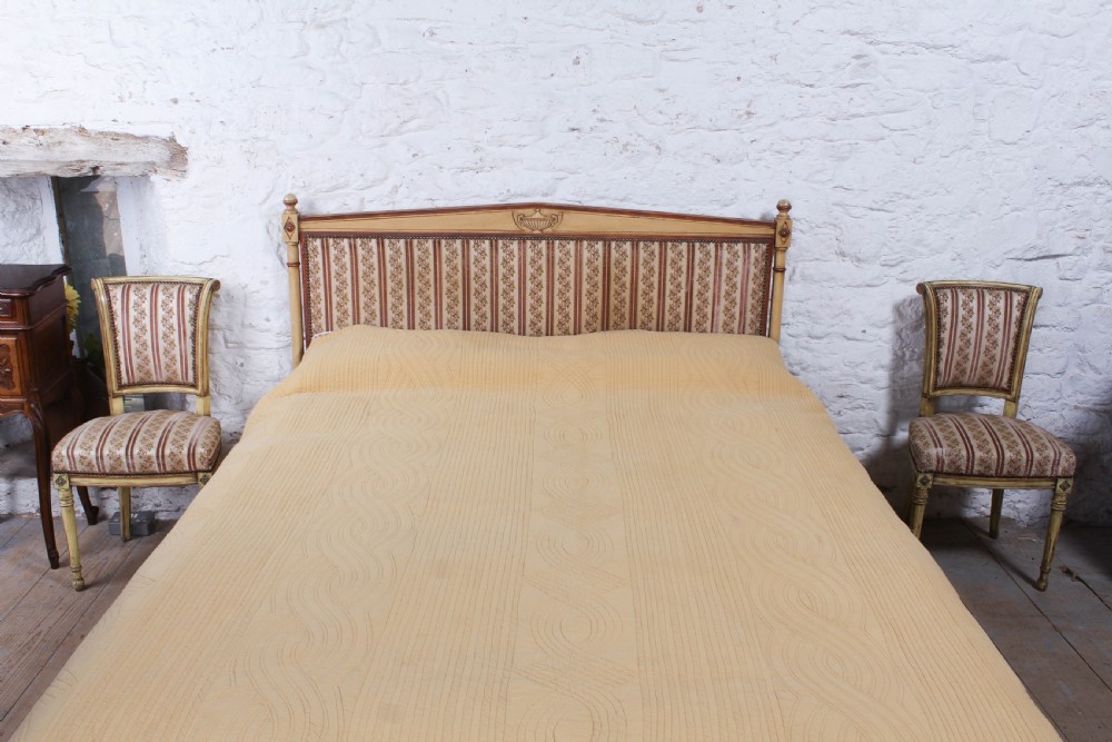 Low end French upholstered king size bed and chairs View VIII