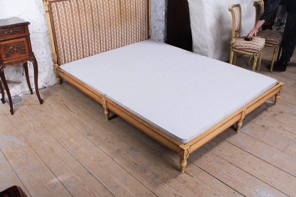 Low end French upholstered king size bed and chairs View X