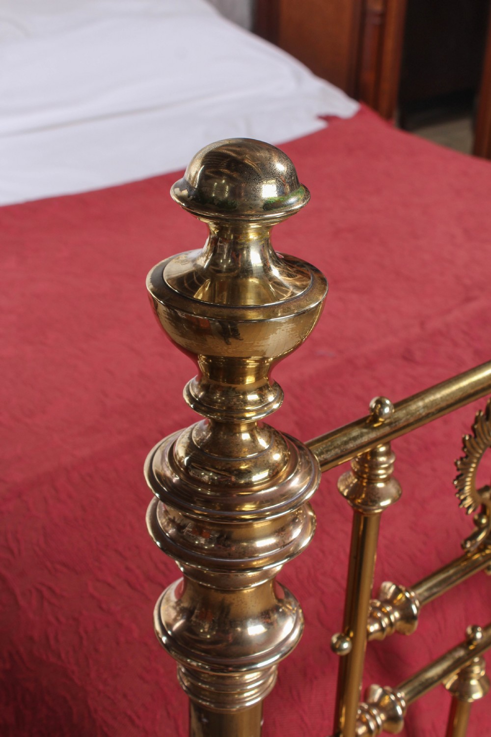 Spectacular Victorian original king size all brass half tester bed View IV