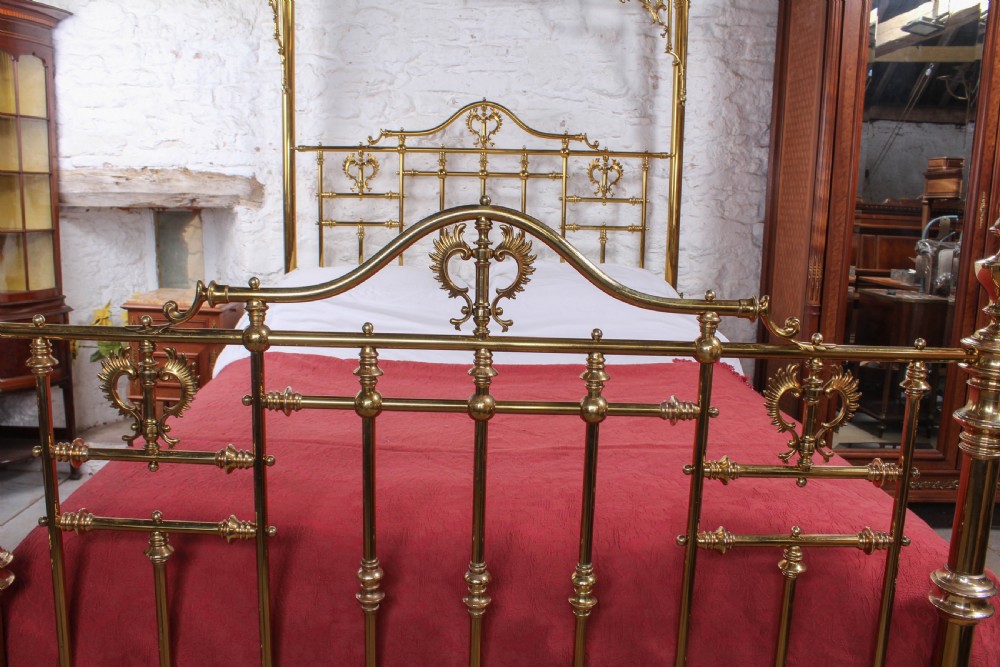 Spectacular Victorian original king size all brass half tester bed View V