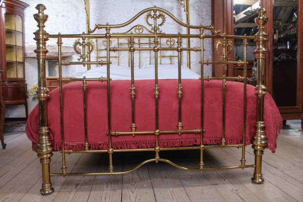 Spectacular Victorian original king size all brass half tester bed View VII