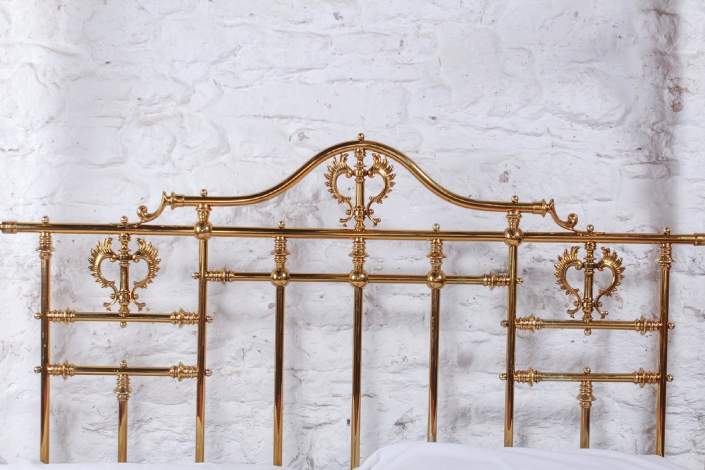 Spectacular Victorian original king size all brass half tester bed View IX