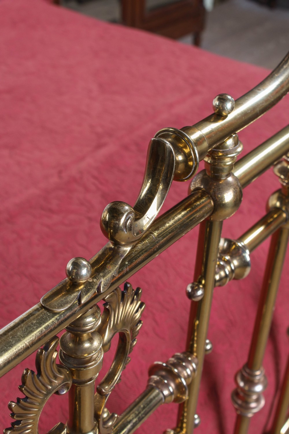 Spectacular Victorian original king size all brass half tester bed View X