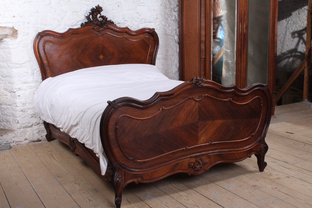 Lovely quality rosewood Louis XV style double bed 