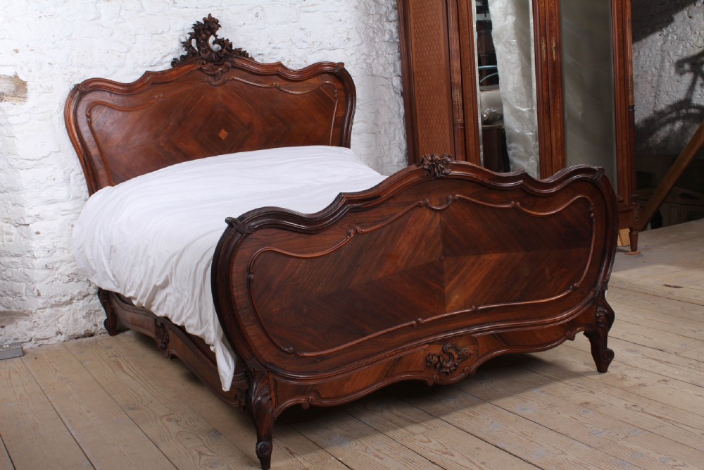 Lovely quality rosewood Louis XV style double bed  View II