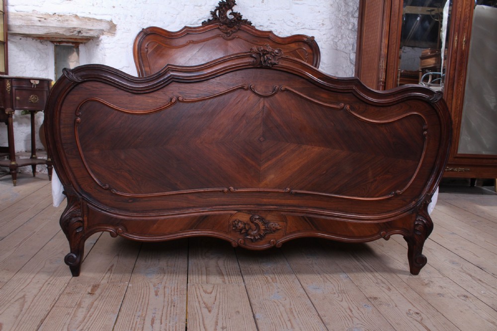 Lovely quality rosewood Louis XV style double bed  View III