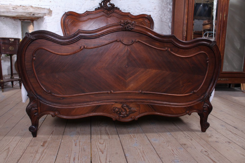 Lovely quality rosewood Louis XV style double bed  View IV