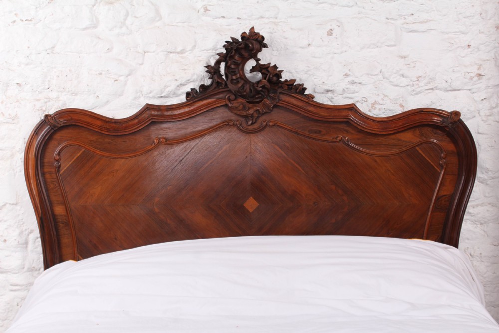 Lovely quality rosewood Louis XV style double bed  View V