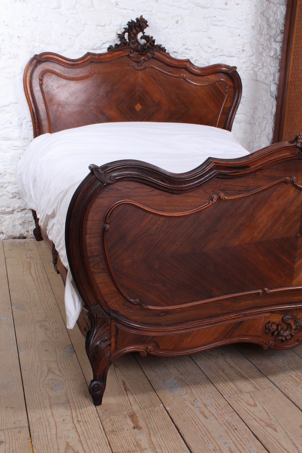 Lovely quality rosewood Louis XV style double bed  View VI