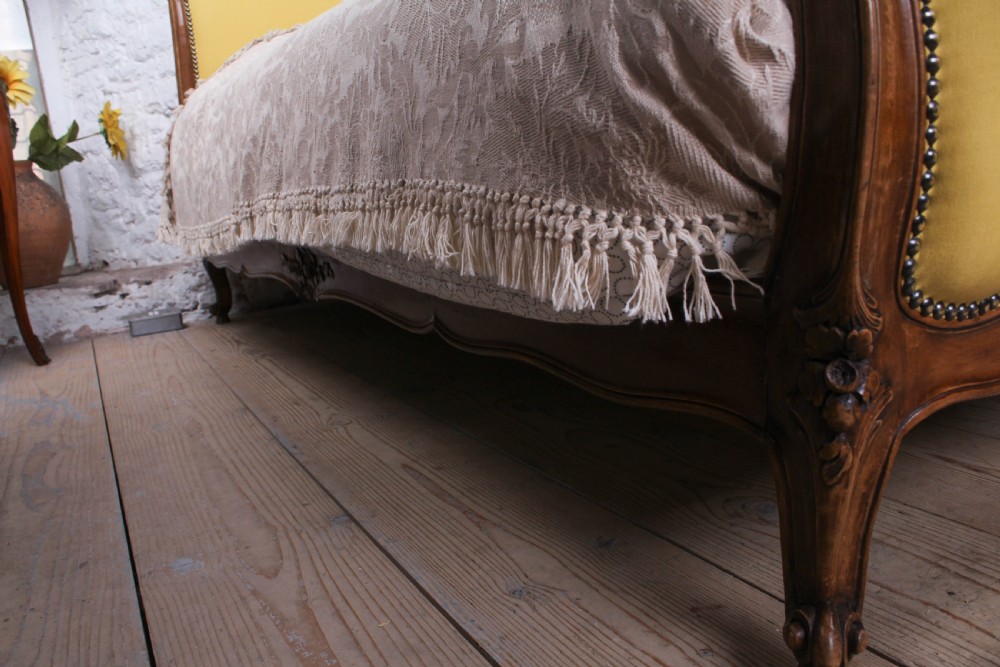 Yellow gold newly upholstered pair  French single beds View VI